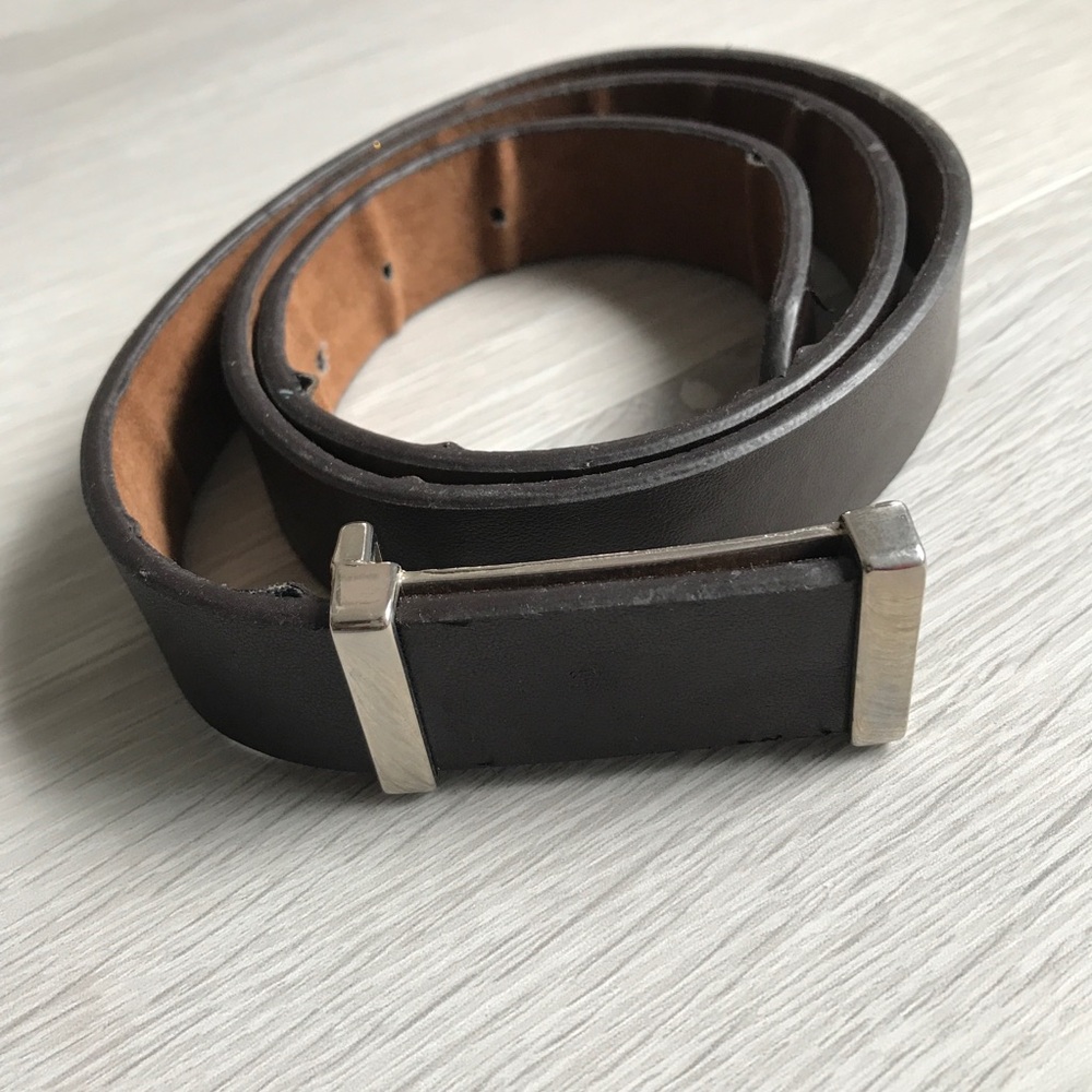 ELUFA BROWN LEATHER CASUAL BASIC BLANK BELT WOMENS SMALL
